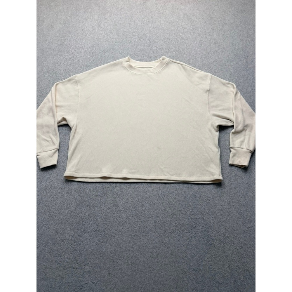 Abercrombie & Fitch Lounge Collection Waffle Knit Sweatshirt Cream SM